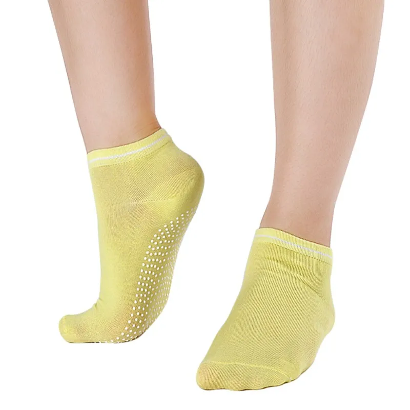 Женские носки для йоги хлопковые танцевальные спортивные Нескользящие массирующие фитнес, Пилатес носки для бега - Цвет: Золотой
