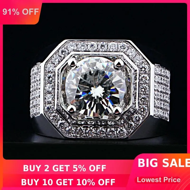 Choucong мужское кольцо с круглым вырезом 8 мм камень 5А Циркон Камень 10KT белое золото