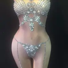 Яркие Серебряные стразы, комбинезон телесного цвета, снаряжение для стрельбы, сценического танца, лепестки, боди, костюм для ночного клуба, женская одежда для выступлений певицы