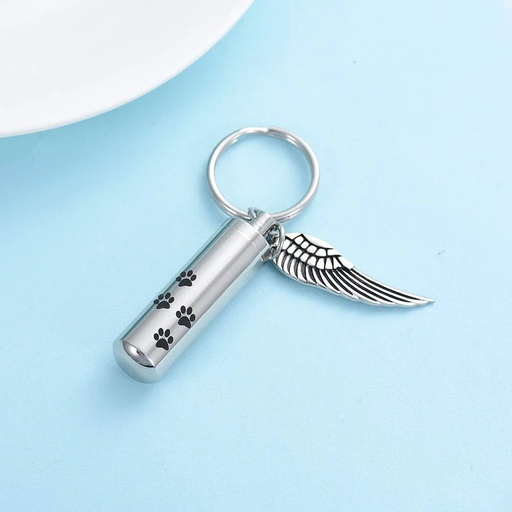 Llavero Urna De Cremación Para Mascota – Colgante De Acero Inoxidable Con Huella De Pata | Pequeño .5 Pulgadas