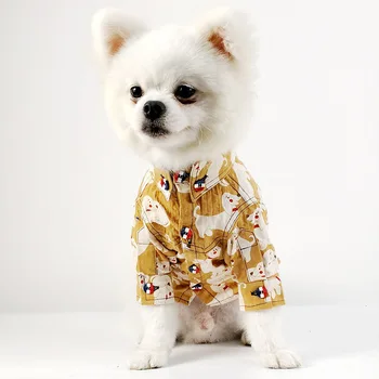 

Fashion Pet Dog Yellow Blue Shirt Summer Clothes For Small Medium Puppy Dogs Clothing Cat Schnauzer Vest Costumes French Bulldog
