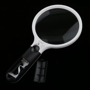 

2in1 Handheld Magnifying Magnifier Lens Glass Reading Map Jewelry Loupe With 4 LED Light 2X 30X