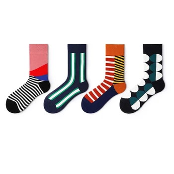 

Hip Hop Men's Socks Colorful Stripe Long Socks Crew Man Fashion Sock Skateboard Calcetines Mujer High Quality