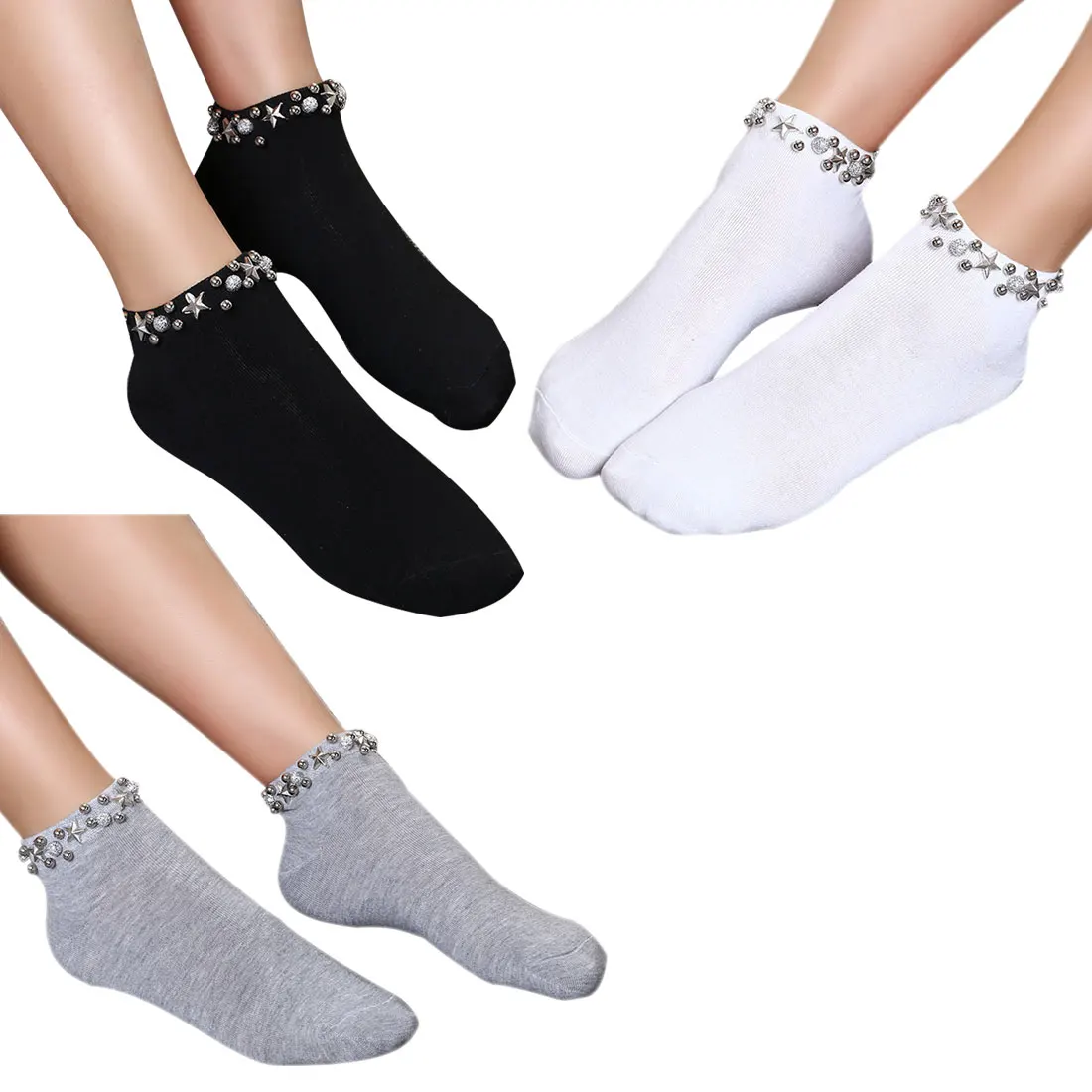 Корейские носки с жемчугом в студенческом стиле женские эластичные хлопковые креативные носки ручной работы Harajuku носки с бусинами