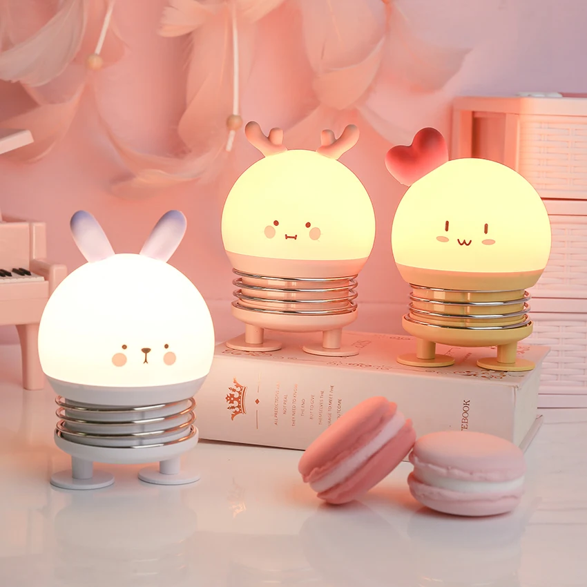 

Cartoon Rabbit Lamp Bunny LED Night Light Battery USB Rechargeable Baby Toy Bedside Lamp LED Nightlight Home Decor Creative Gift