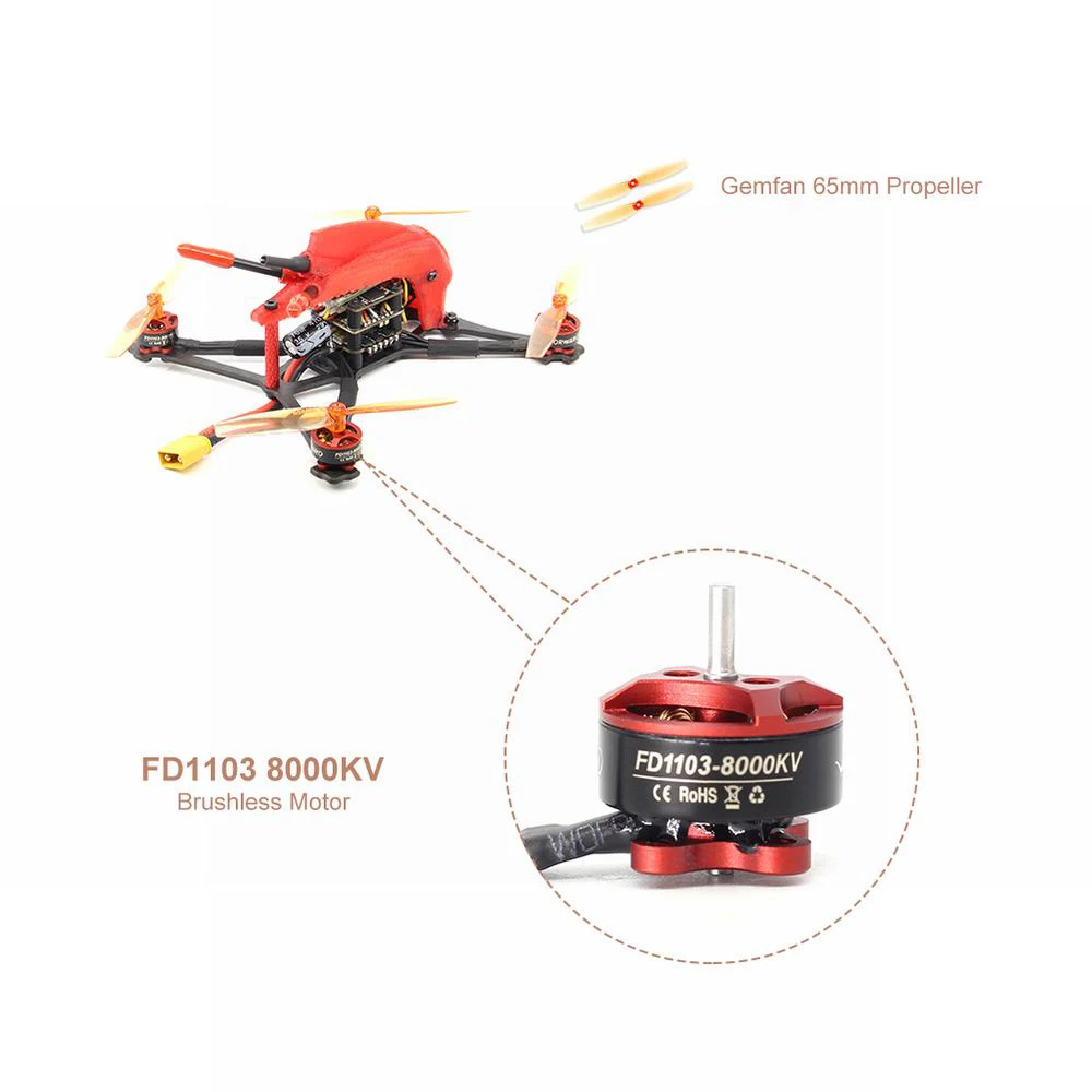HGLRC зубочистка Parrot120 Pro 120 мм FPV гоночный Дрон 1200TV камера 2-4S F4 Контроллер полета 13A 4в1 ESC 8000 кв бесщеточный мотор