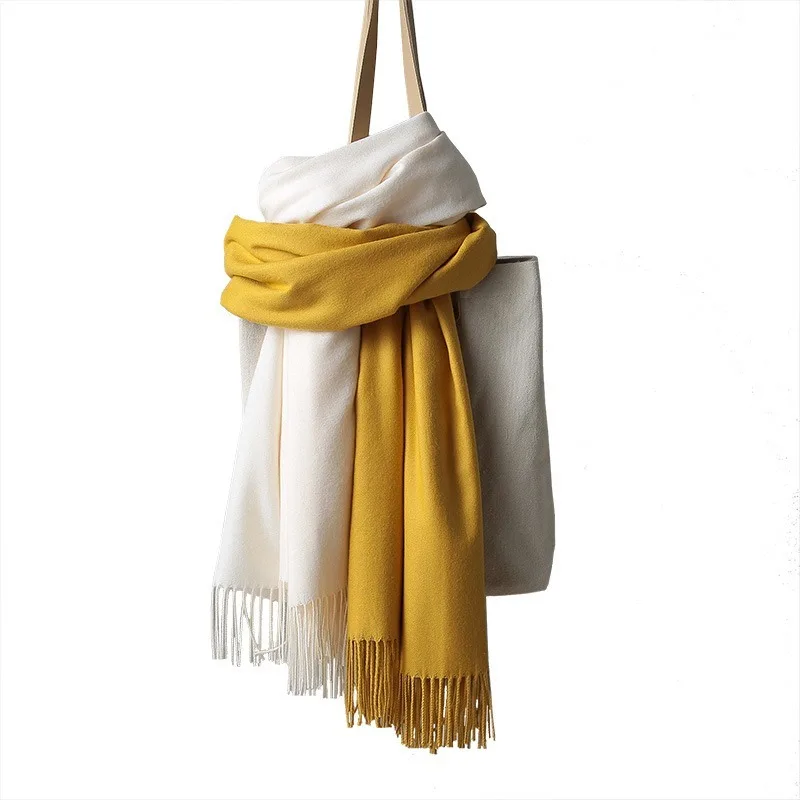 

2020 Autumn and Winter New Oversized Scarf Female Solid Color Warm Tassels Shawl Solid Color Cashmere Padded Warm Scarf Scarf