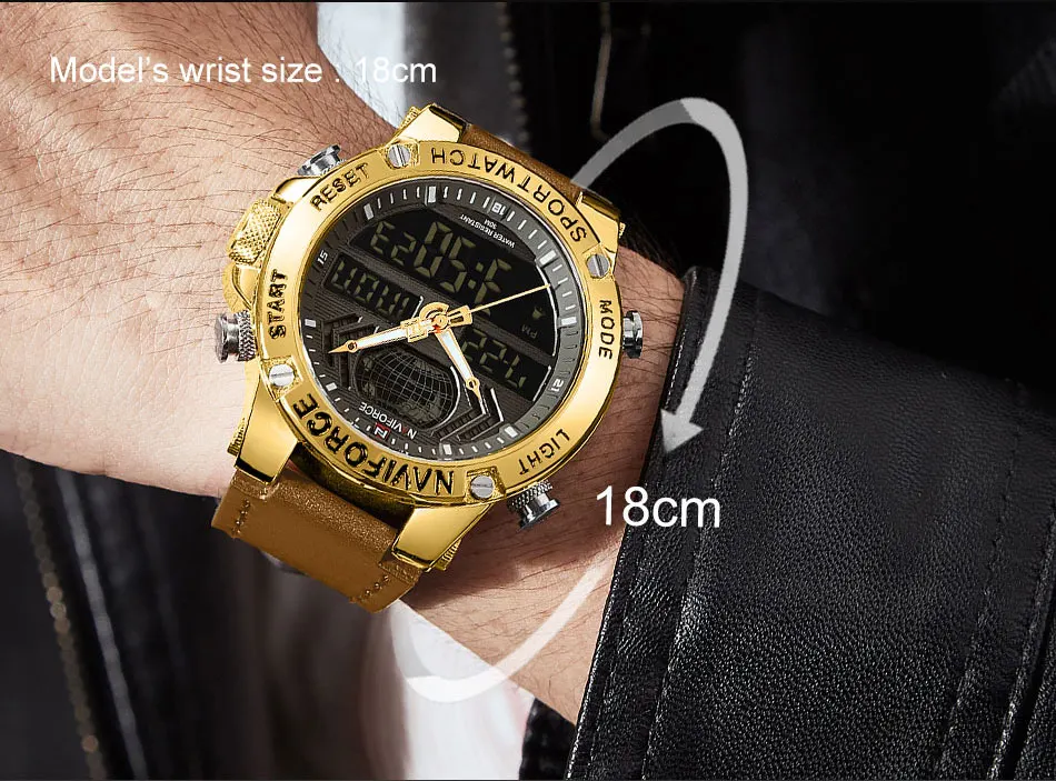 Top Luxury Brand NAVIFORCE Men Watches Casual Waterproof Watch Men Male Gold Clock Leather Quartz Wristwatch Relogio Masculino