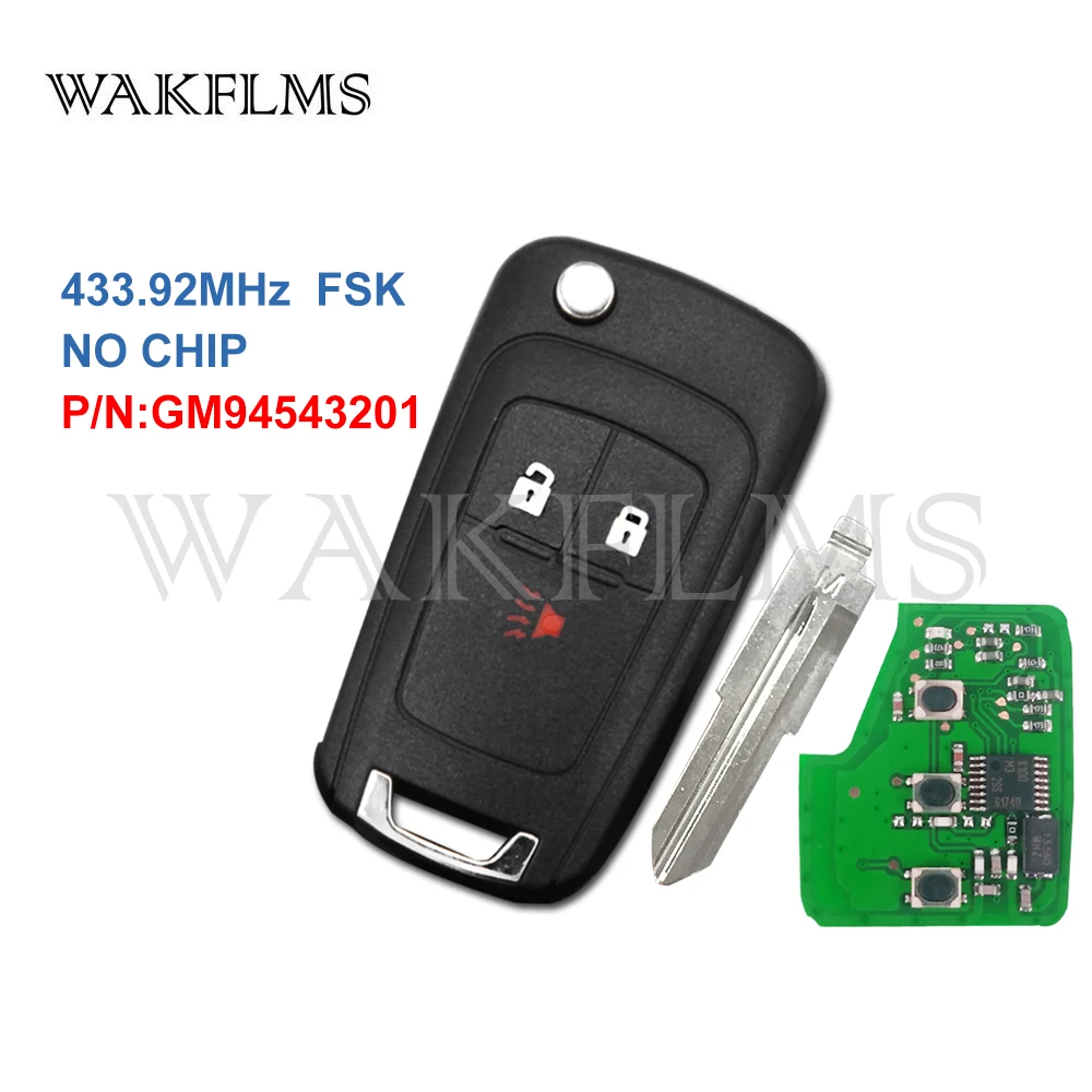 3 кнопки дистанционного ключа автомобиля 433 92 МГц для CHEVROLET Spark 2013 + без чип GM94543201 OEM
