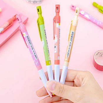 

4 Pcs/set Kawaii 2.0mm Daisy Flowers Press Automatic Mechanical Pencils with Pencil Sharpener School Student Stationery Supplies