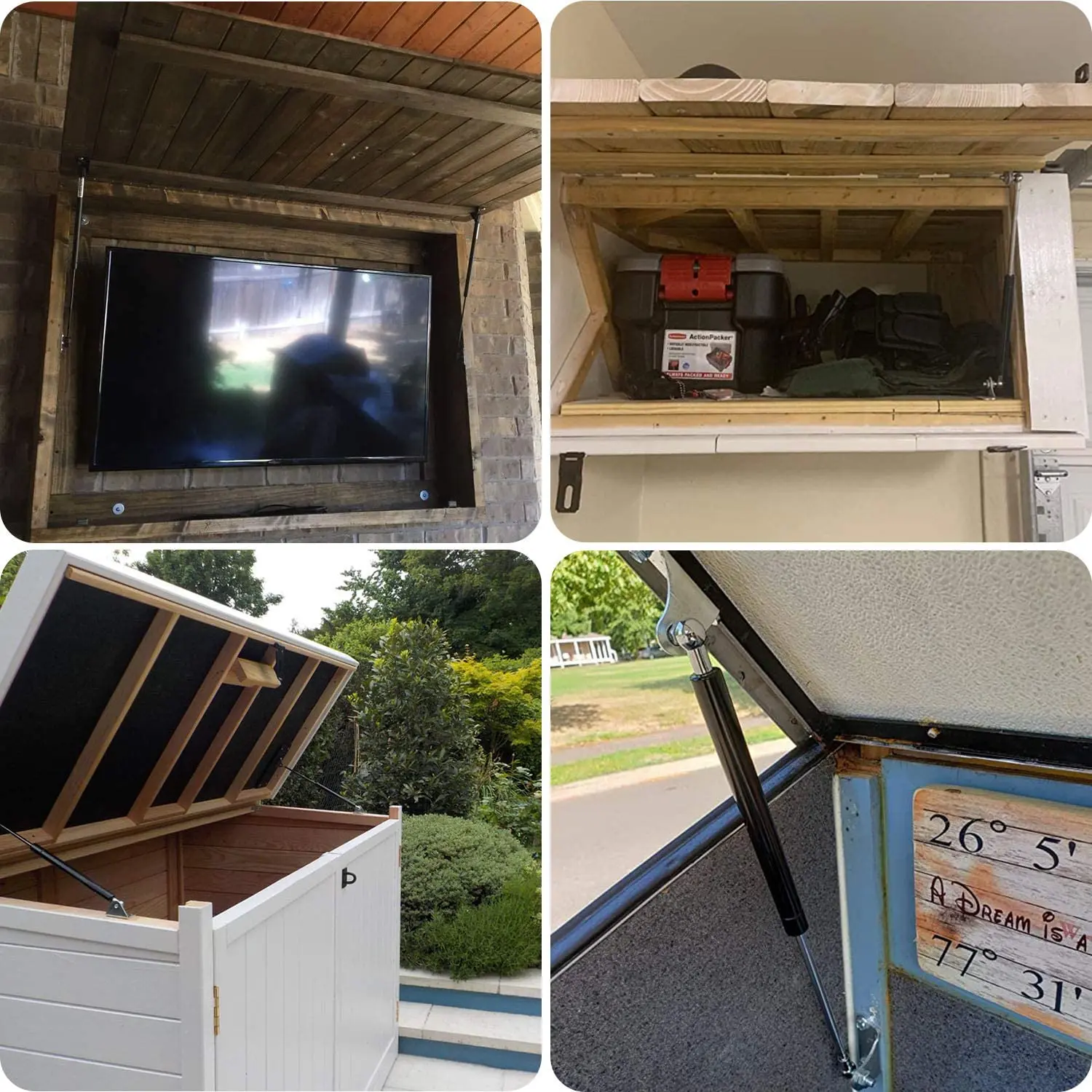 14.96 Pollici/380Mm Forza 134Lbs/600N Pickup Truck Cap Cassetta Degli Attrezzi Scatola Di Utilità Coperchio Topper Camper Shell Gas Puntoni Sollevamen