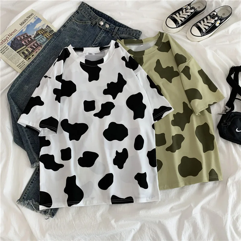 New Cow Print T Shirt Streetwear Tops 