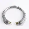 Véritable 990 Sterling pur argent manchette Bracelet deux têtes de faucon ouvert A5211 ► Photo 3/6