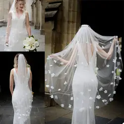 One Layer Bridal Veils with Comb 3D Flowers Short Wedding Veil Custom Made Wedding Accessories