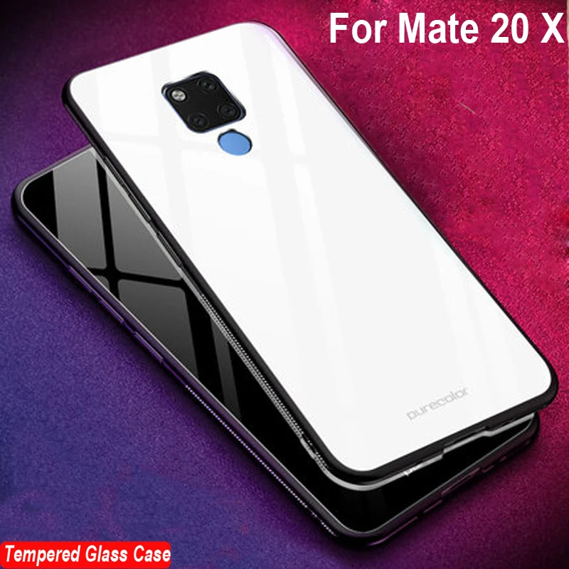 Чехол из закаленного стекла для huawei mate 20X20 x градиентный цвет задняя крышка для huawei mate 20X Мягкие силиконовые чехлы для телефонов mate 20X