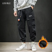 Разборчивые мужские брюки-карго в тяжелом весе, мульти-карманы, эластичный пояс, шаровары, штаны в стиле хип-хоп, повседневные брюки, мужские джоггеры