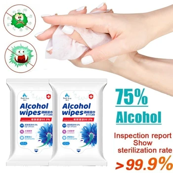 

2 Packs (10pcs/Pack) Wipes Anti virus Portable 75% Alcohol Wet Wipes Antiseptic Cleaning Sterilization Wipes Wet