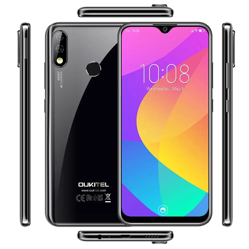 Мобильный телефон OUKITEL Y4800 6," 19,5: 9 FHD+ Android 9,0, Восьмиядерный, 6 ГБ ОЗУ, 128 Гб ПЗУ, отпечаток пальца, 4000 мА/ч, 9 В/2 А, смартфон для распознавания лица