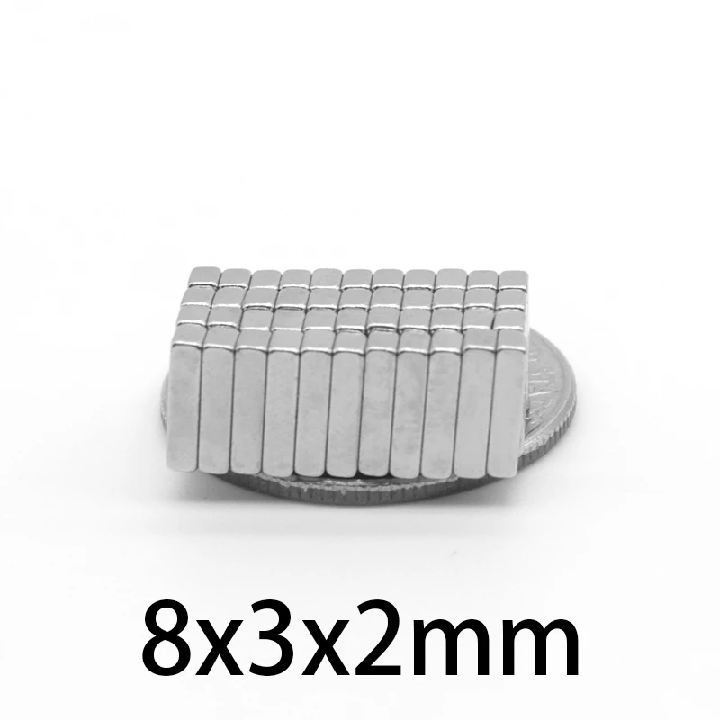 

20-500pcs NdFeB Magnet Micro square Fridge 8x3x2 mm 8mm*3mm*2mmMagnetized Strong Neodymium Permanent Rare Earth 8*3*2mm Magnets