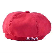 Вельветовые Восьмиугольные шляпы для женщин, одноцветные Восьмиугольные шапочки в стиле ретро, мягкая Кепка с козырьком, женские зимние шапки