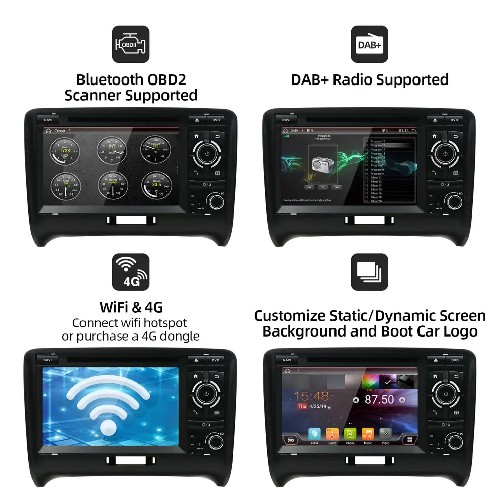 Bosion 4G 64G Android 9,0 2 DIN автомобильный DVD gps для Audi TT MK2 8J 2006 2007 2008 2009 2010 2011 2012 мультимедийный плеер радио Navi