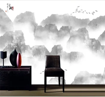 

New Chinese Artistic Conception Abstract Landscape Ink Landscape Living Room Background Wall Customized 3D Wallpaper