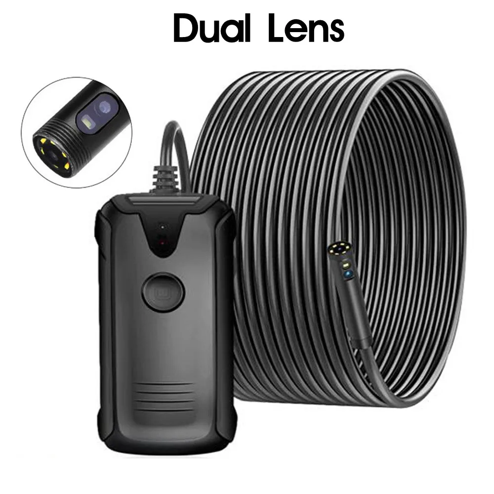 8mm 5.0MP 1200P Dual Lens WIFI HD Endoscope Camera Flexible Snake Cable Car Inspection Borescope For iOS iphone Android Phone PC 