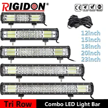 

RIGIDON 12'' 15" 18" 20" 23'' 3-Row LED Light Bar Offroad Combo Beam Work Lights Bar for Truck SUV ATV 4x4 4WD Driving Lamp