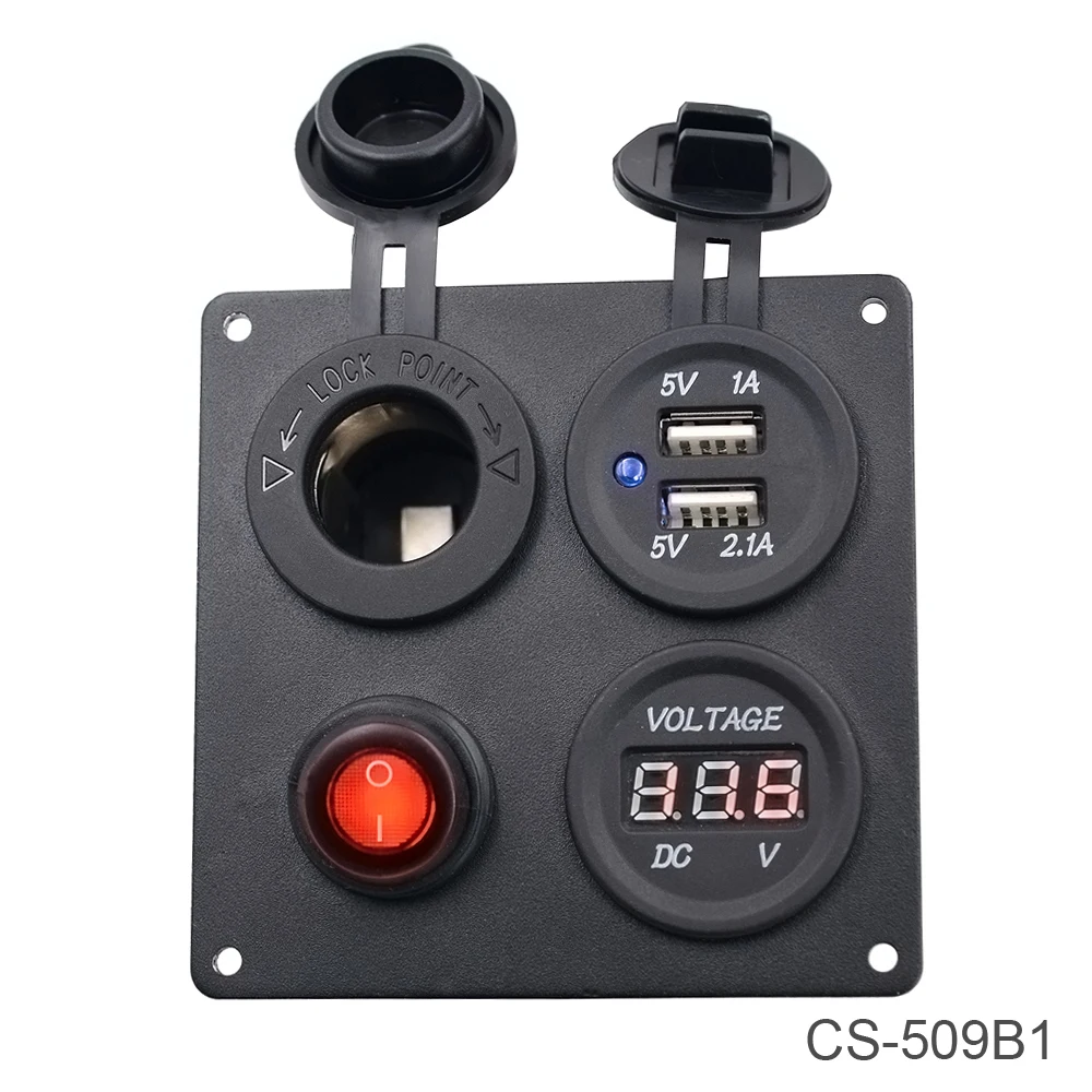 5V 3.1A алюминиевая пластина независимый переключатель двойной USB комбинированная панель с Вольтметр для автомобиля/грузовика/лодки