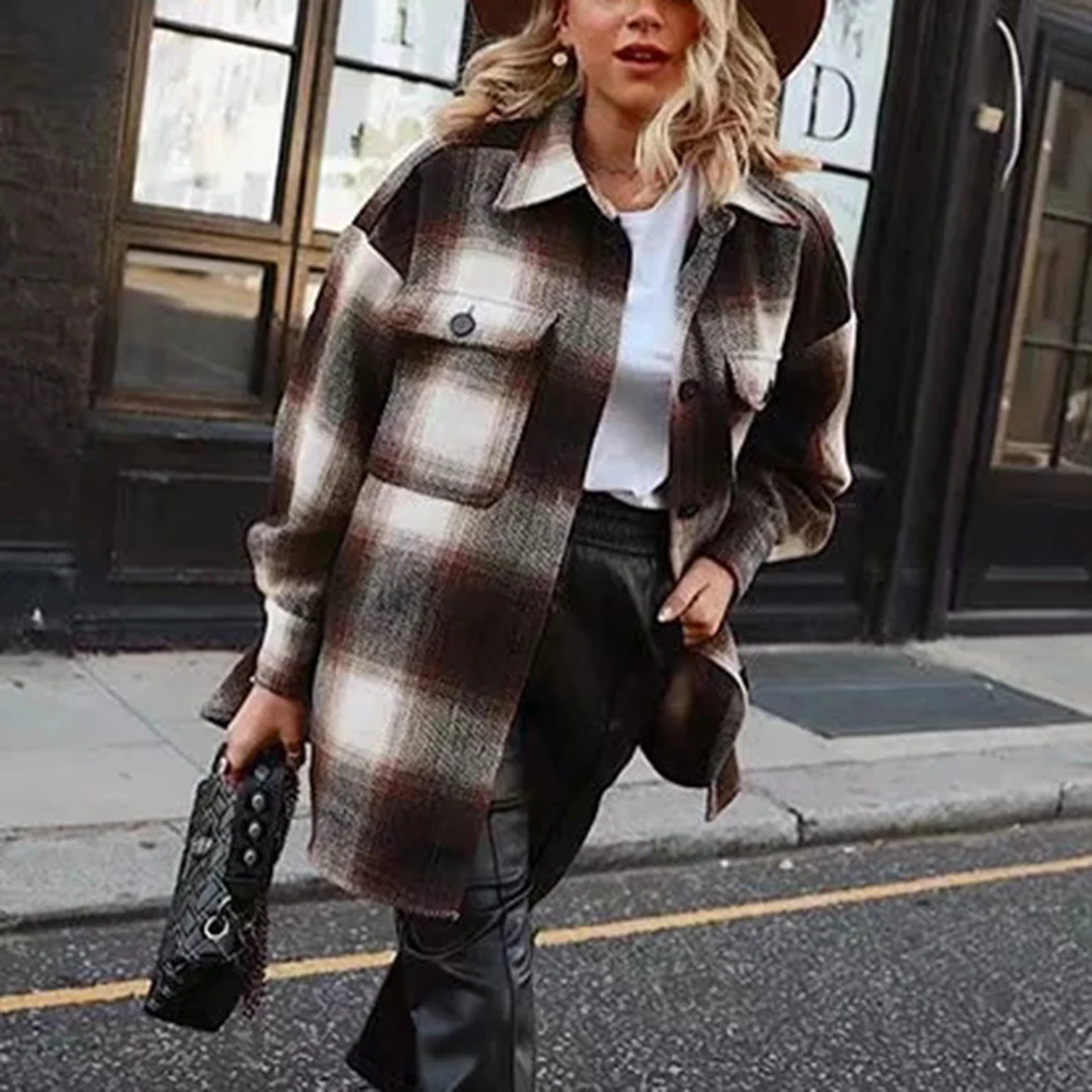 women 2021 long sleeve woolen coats 
