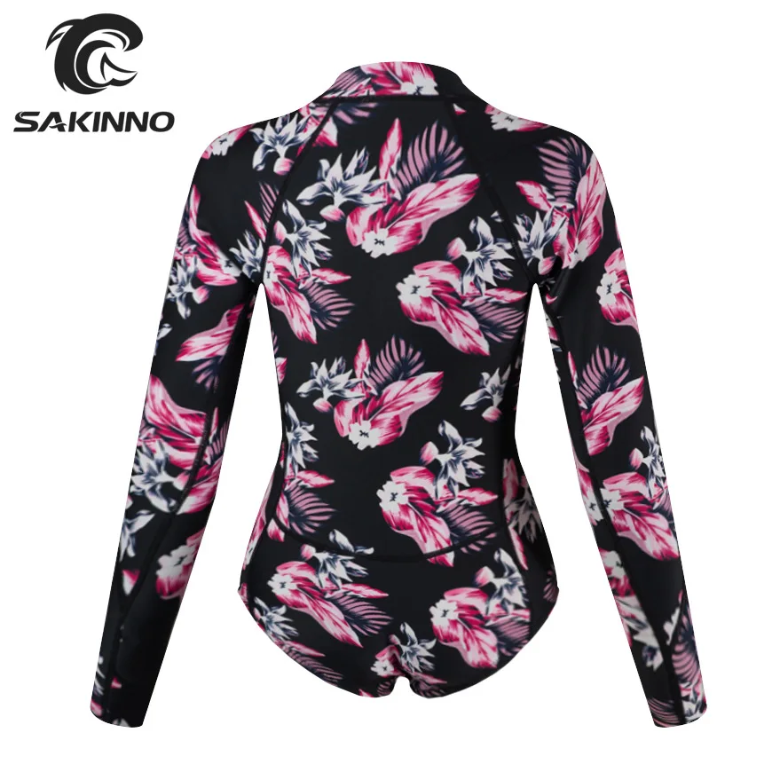 2mm Neoprene Wetsuit Long Sleeve One Piece Swimsuit Diving Suit Water Surf Swim Snorkel Front Zip Printed майка для купания
