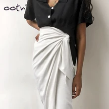 Белая элегантная Длинная женская юбка Уличная Высокая талия обёрточная юбка Женская Осенняя Асимметричная кружевная Женская Офисная миди юбка