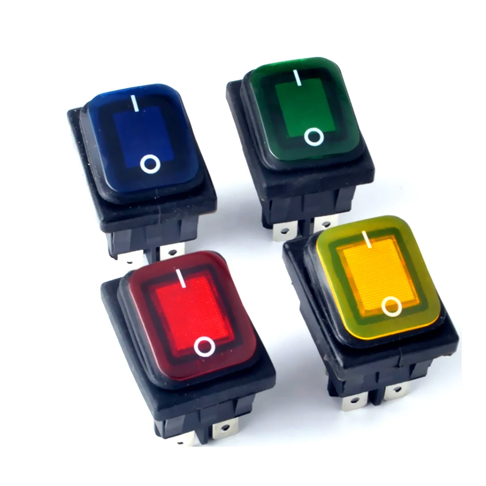 

4PIN Heavy Duty Waterproof Rocker Switch 220V Light Illuminated 16A 250VAC 20A 125VAC DPSTSealed Waterproof Auto Boat Switch