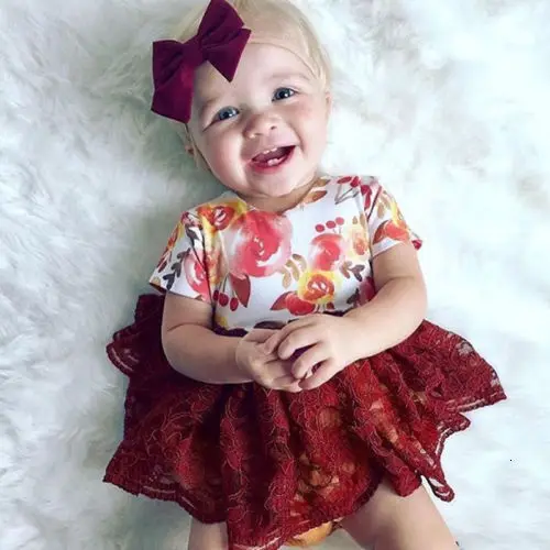 Emmababy Одежда для новорожденных девочек летнее Хлопковое платье-пачка с короткими рукавами и цветочным принтом для детей от 6 до 24 месяцев, Pudcoco Vestidos