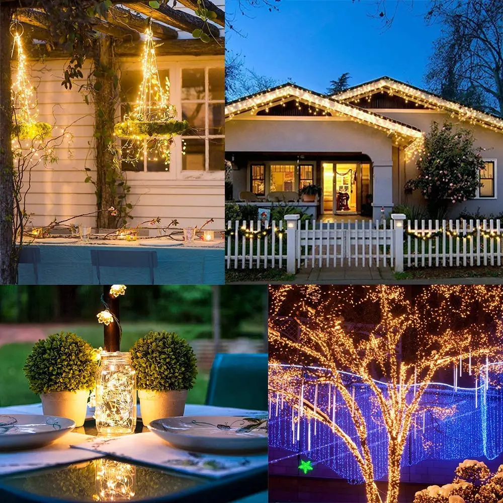 Светодиодная гирлянда на солнечных батареях для улицы медная проволока