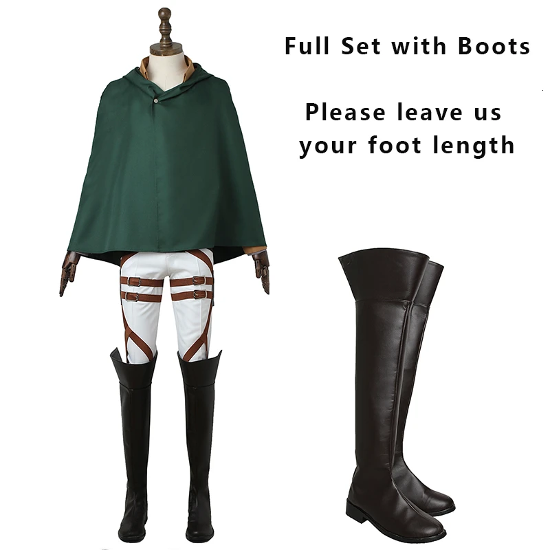 Full Set with boots Аниме Shingeki No костюм Kyojin Attack On Titan Косплей точка Pixis неподвижный корпус коммандер куртка сапоги рубашка Хэллоуин Взрослый - Цвет: Full Set with boots
