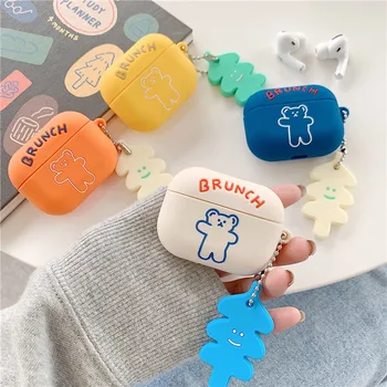 

For AirPods Pro Case luxury cartoon silicon keyring headphone Cover Air Pods 3 AirPods Pro 3 Korean bear Keychain Earphone case