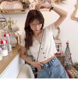 

Sexy V-Neck Women T-shirt Solid Color Long Sleeve