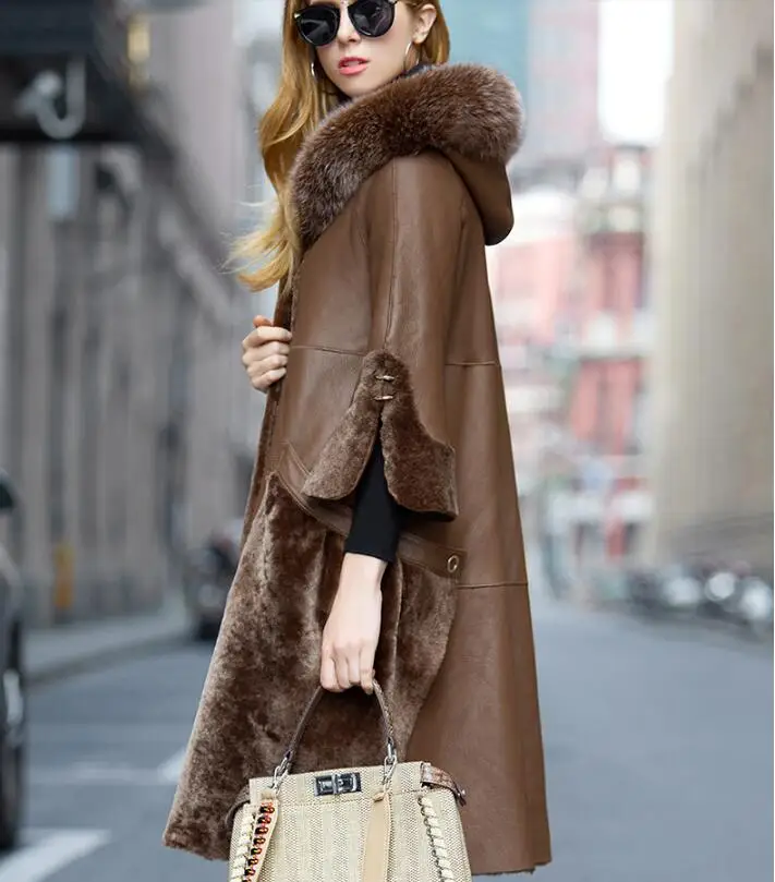 Природный натуральный мех пальто лисий меховой воротник овчина шерстяная куртка зимнее пальто женская одежда корейская винтажная Двусторонняя одежда топы