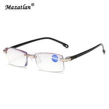 Сверхлегкие неокаймленные очки для чтения для мужчин и женщин прозрачные линзы анти-синий считыватель очки для чтения