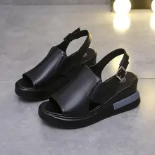  Black Platform Sandals 2021 Summer Sale Of Women's Shoes Med High Heels Open Toe Clogs Wedge Suit Female Beige Muffins shoe Espa 