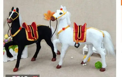 

Lucky horse model ornament white black horse yellow decoration handicraft simulation animal