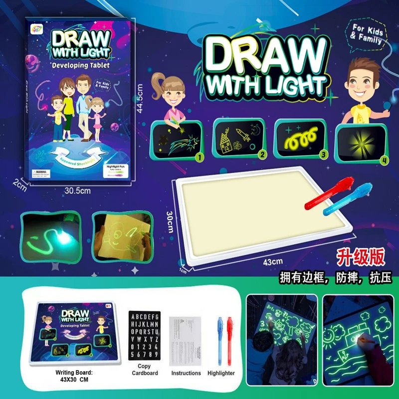 

A3A4A5 LED Luminous Drawing Board Graffiti Doodle Drawing Tablet Magic Draw With Light-Fun Fluorescent PenPuzzle Educational Toy