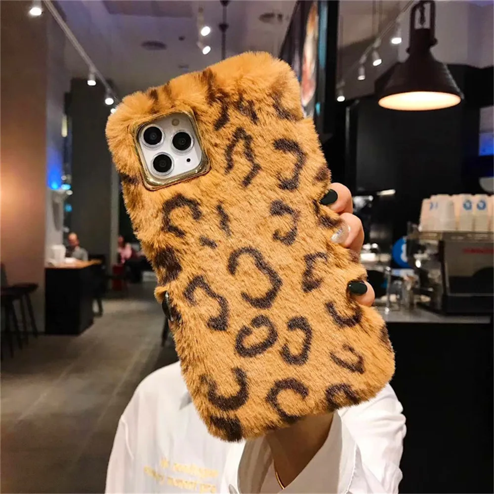 Lovebay Зимний Теплый леопардовый пушистый меховой чехол для телефона для iPhone 11 Pro 7 6s 6 8 Plus X XS XR Max Леопардовый пушистый мягкий ТПУ задний Чехол