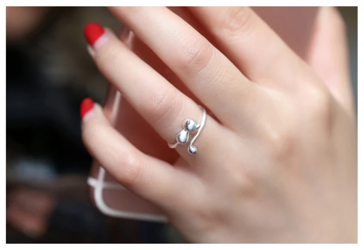 Silver Rings Silver Ring 925 Sterling Silver Grind arenaceous cat Open Rings For Women