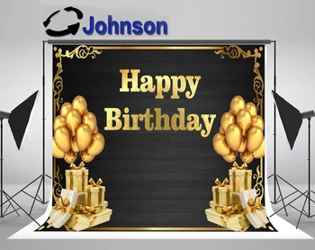 

Discount Golden Balloons Happy Birthday Party Gift backdrop Computer print party background