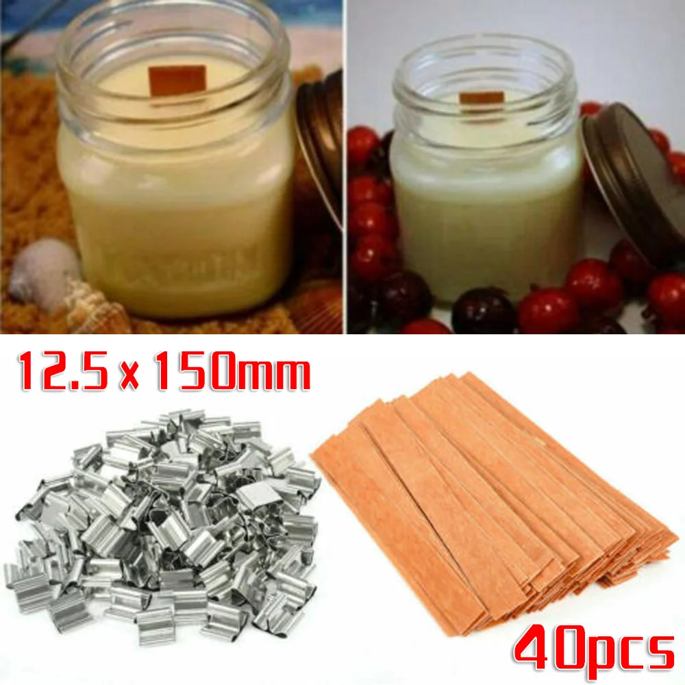 40 шт 12,5*150 мм деревянные свечи ядро+ 40 шт подставки Набор DIY вечерние принадлежности Простота в использовании и простота в эксплуатации
