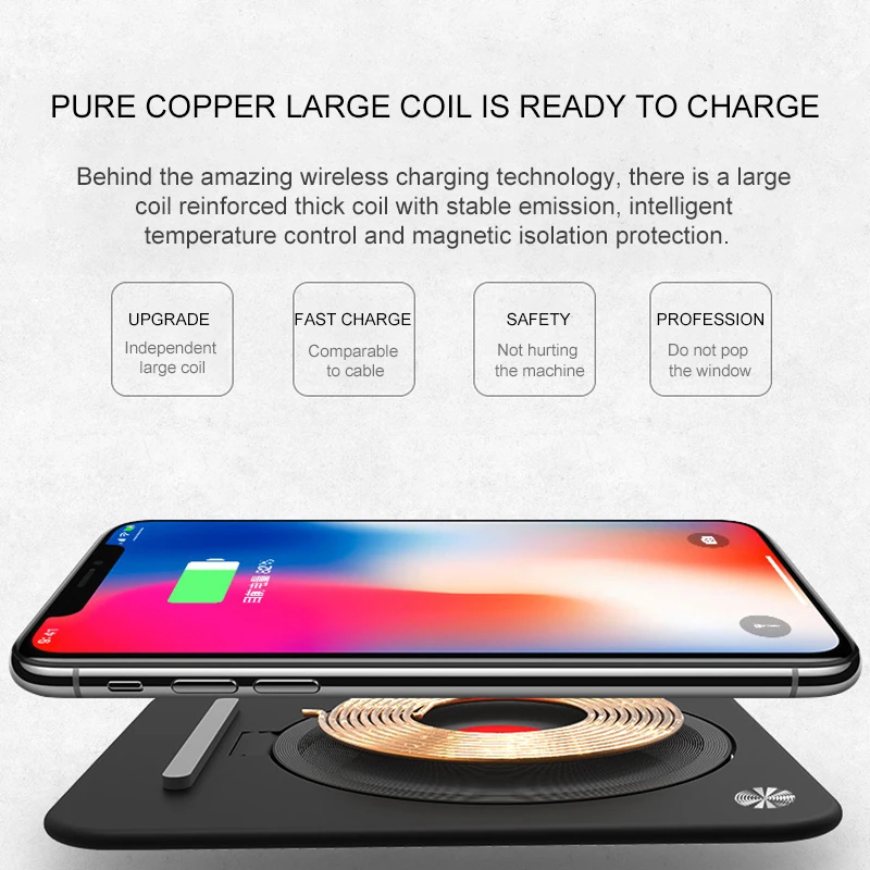 Foldable 10W Wireless Charger Fast Charging Stand Base Multifunctional Phone Bracket For IPhone X Samsung Galaxy | Мобильные