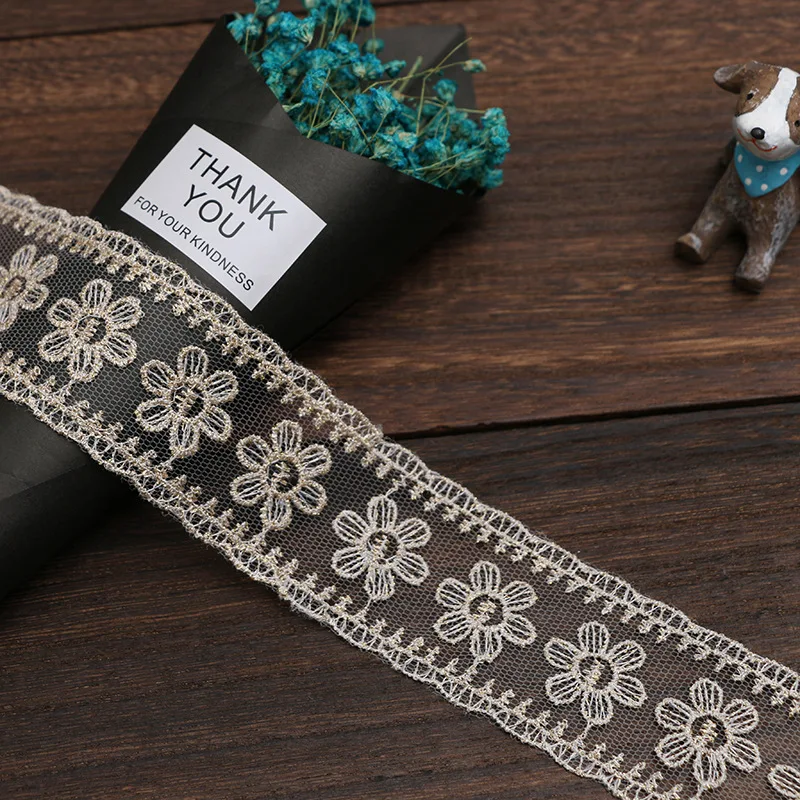 

5 ярдов кружевная вышивка, кружевная ткань «сделай сам», занавеска, ткань, декоративные аксессуары, 4,4 см