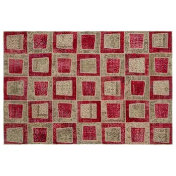 

Handmade Red Vintage Overdyed Patchwork Area Rug 192x282 Cm-6'4''X9'3''